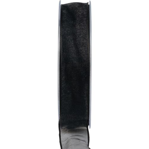 Chiffonbånd organzabånd organza sort 25mm 20m