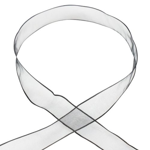 gjenstander Chiffonbånd organzabånd organza sort 25mm 20m