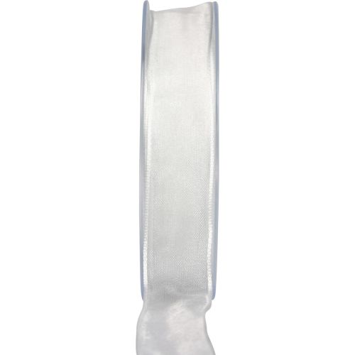 Chiffonbånd organzabånd dekorative bånd organza hvit 25mm 20m