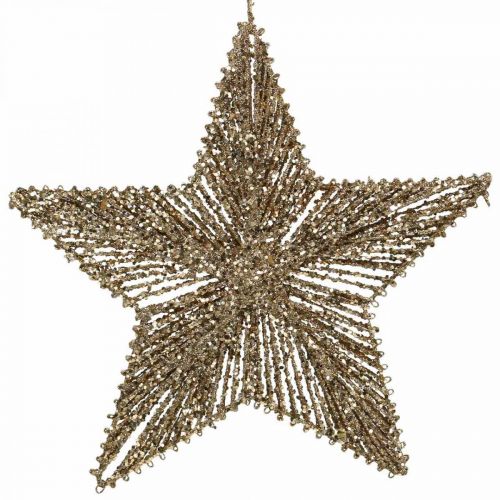 Juletrepynt, adventspynt, stjerneheng gyldne B30cm 4stk