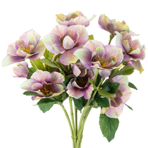 Kunstig julerosebukett med lilla blomster, 35 cm, 6 stk. kjøpe | Floristik24.no