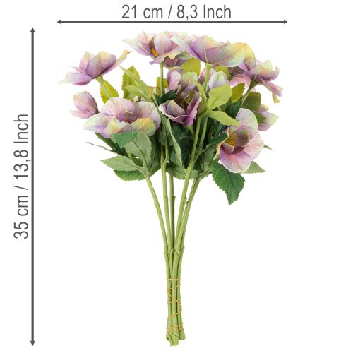 Kunstig julerosebukett med lilla blomster, 35 cm, 6 stk. | Floristik24.no