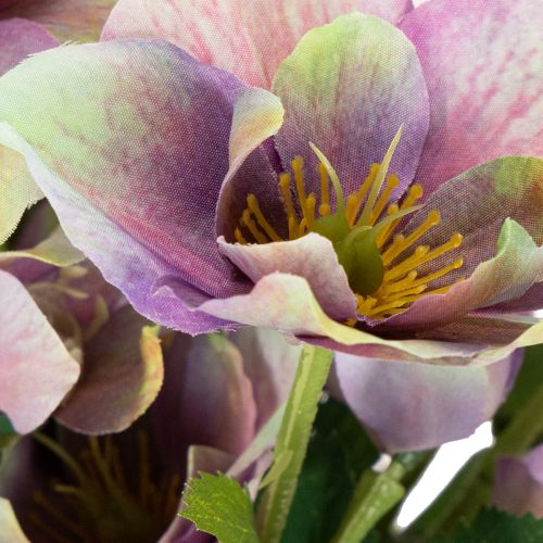 Kunstig julerosebukett med lilla blomster, 35 cm, 6 stk. | Floristik24.no