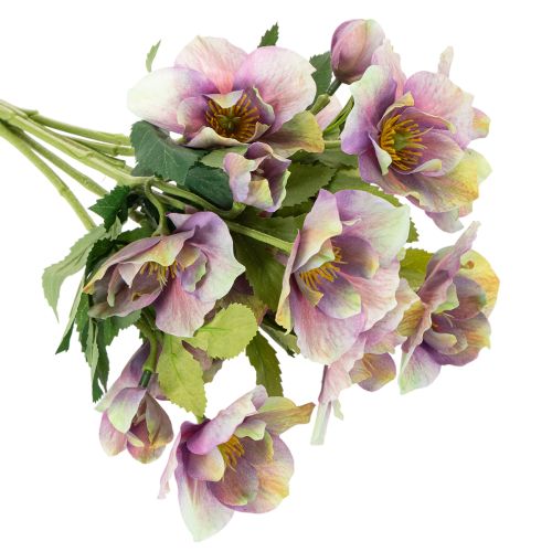 Kunstig julerosebukett med lilla blomster, 35 cm, 6 stk. | Floristik24.no