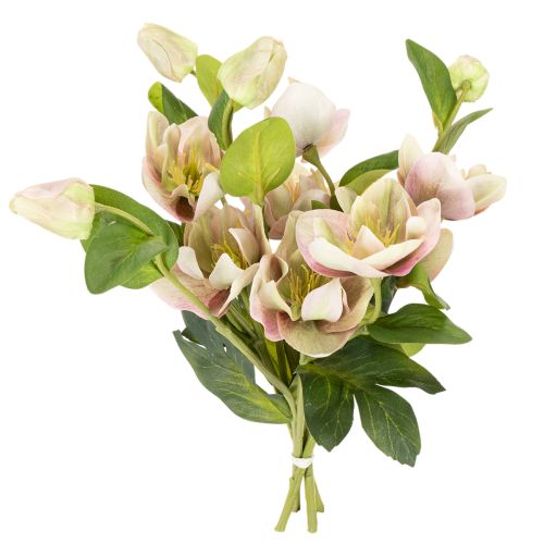 Kunstig blomsterdekorasjon med julerose, 30 cm bukett med 4 stk.