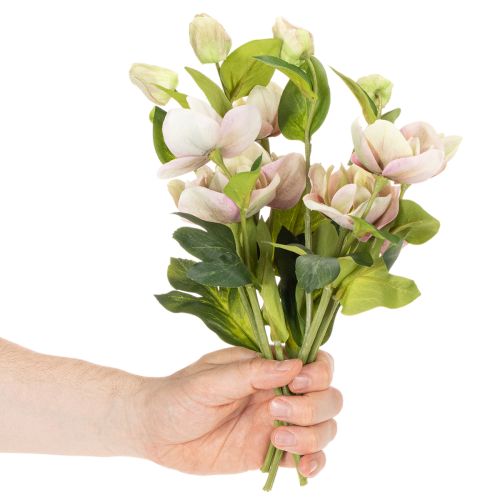 Kunstig blomsterdekorasjon med julerose, 30 cm bukett med 4 stk. | Floristik24.no