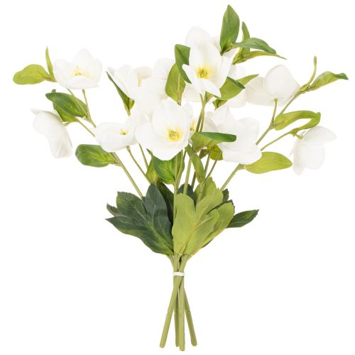 Julerose kunstig blomst hvit dekorativ kunstig blomsterbukett, 40 cm, 4 stk. | Floristik24.no