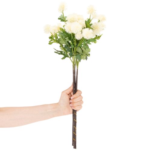 Kunstig krysantemumblomst, kremhvit bukett, dekorativ gren, stor 56 cm, 4 stk. | Floristik24.no