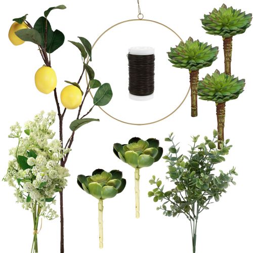 Floristik24 DIY boks dekorering ring med sitron dekorasjon for oppheng Ø40cm