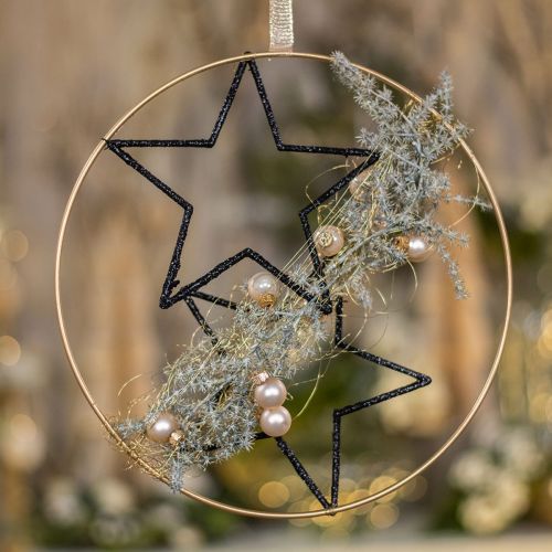 Floristik24 DIY boks vindusdekorasjon julesort gulltråd Ø30cm