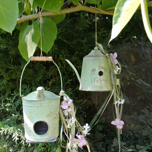 Floristik24 Fuglehus oljefat antikk grønt Ø17cm H23cm