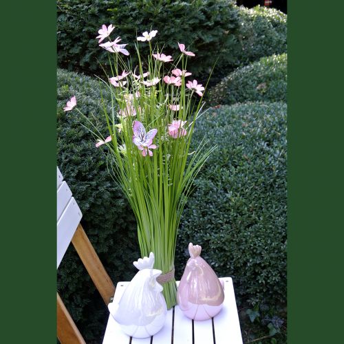 gjenstander Grasbunt med blomster og sommerfugler rosa 70cm