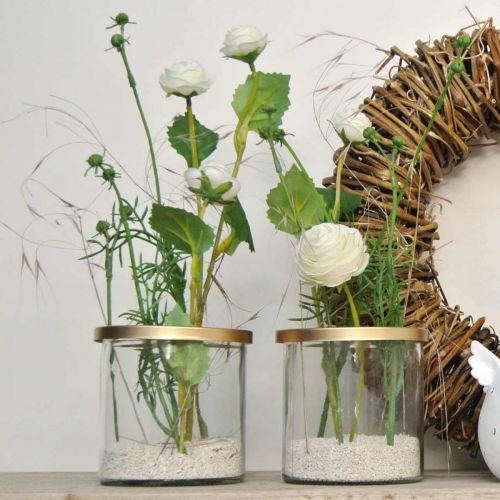 Floristik24 Glassvase med plug-in lokk, plug-in gitter, bordvase med plug-in hjelpemiddel H10cm Ø10cm