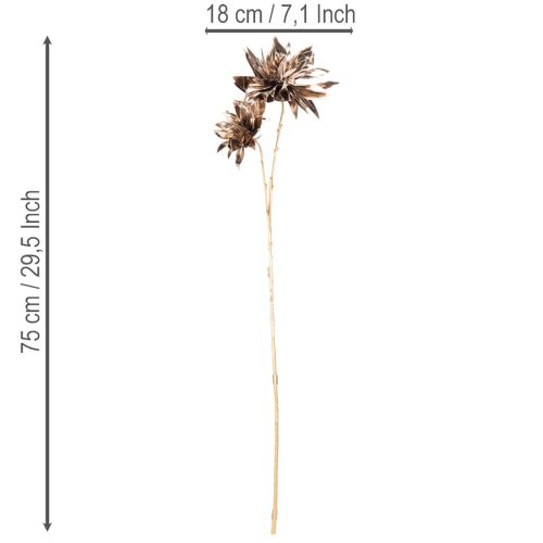 Kunstig georgineblomst, langstilket med to blomster, 75 cm | Floristik24.no