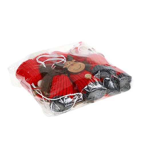 Floristik24 Deco henger hjort 7,5cm rød-hvit 12stk