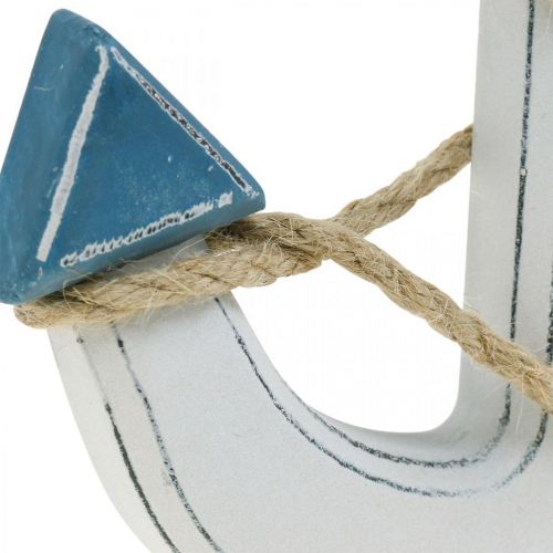 Floristik24 Deco ankertre til borddekorasjon maritim blå, hvit H24cm