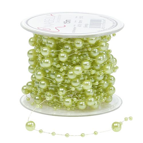 Dekorbånd med perler lysegrønn 6mm 15m