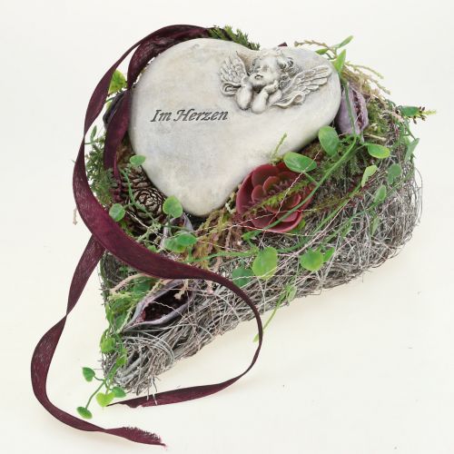 Floristik24 Hjerte med rosa grå 16,5cm x 10cm 2 stk