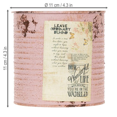 Dekorativ blikk, antikk rose, metallboks til planting, Ø11 cm H10,5 cm | Floristik24.no