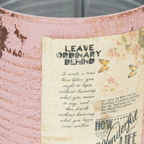 gjenstander Dekorativ blikk, antikk rose, metallboks til planting, Ø11 cm H10,5 cm