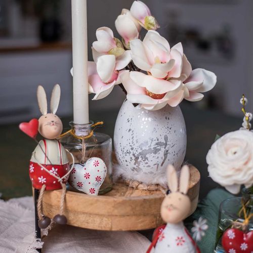 Floristik24 Dekoregg, egghalvdel til pynt, påskepynt Ø10,5cm H14,5cm hvit, sølv 3stk