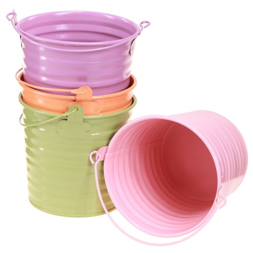 Floristik24 Dekorativ bøtte Metall Plantepottehåndtak 4 Farger Ø11cm 8 Stk