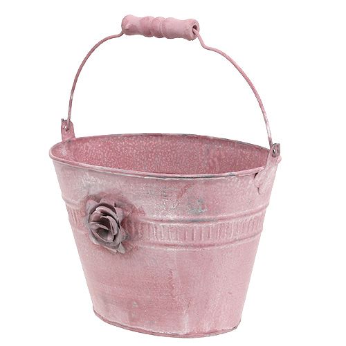 Floristik24 Dekorativ bøtte rosa L17,5cm H14cm
