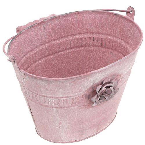 Floristik24 Dekorativ bøtte rosa L17,5cm H14cm