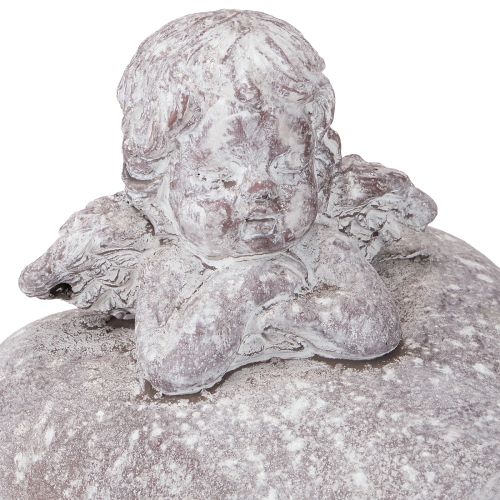 gjenstander Dekorativ engelfigur på hjerte laget av støpt stein 15 × 13,5 × 12 cm