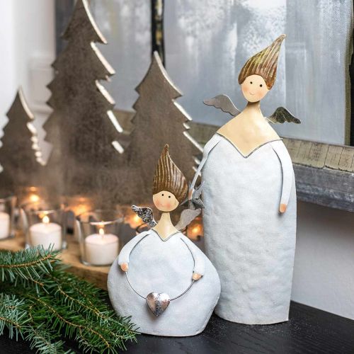 Floristik24 Dekorativ engletrio metall hvit, glitter Ø10 / 11,5 / 7cm H28,5 / 18 / 21cm 3stk