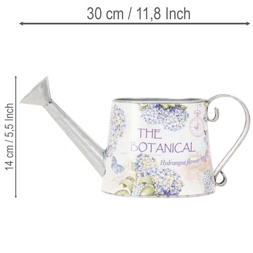 Dekorativ vannkanne hortensia metall vintage blomster 30x11x14,5cm | Floristik24.no