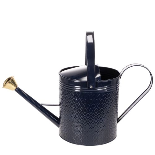 Dekorativ vannkanne, vintage blå og gullrutete metall, retro design for innendørs bruk, hage eller balkong, 65 cm | Floristik24.no