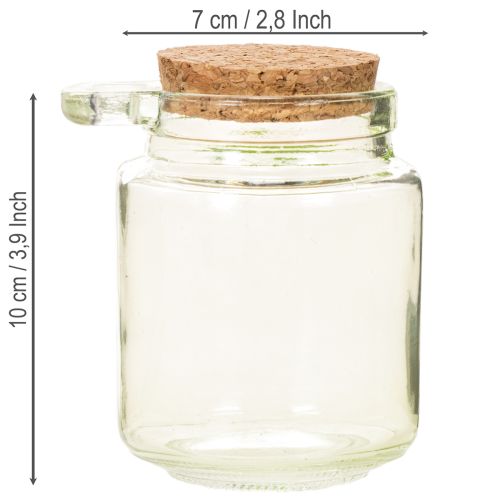 Dekorativt glass med korklokk og skje, grønn, Ø7 cm, H10 cm, 2 stk. | Floristik24.no