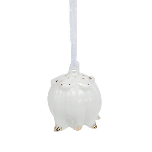 Floristik24 Dekorative bjeller i blomsterform hvit, gull 4stk