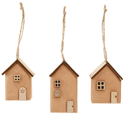 gjenstander Dekorativt hus 9 deler juletrepynt rødbrunt tre