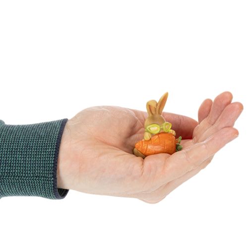 gjenstander Dekorativ kanin med gulrot, dekorative påskeharefigurer, 6 cm, 3 stk.