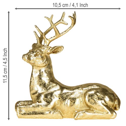 gjenstander Dekorativ figur av liggende hjort i gull, 10,5 × 7 × 11,5 cm, 2 stk.