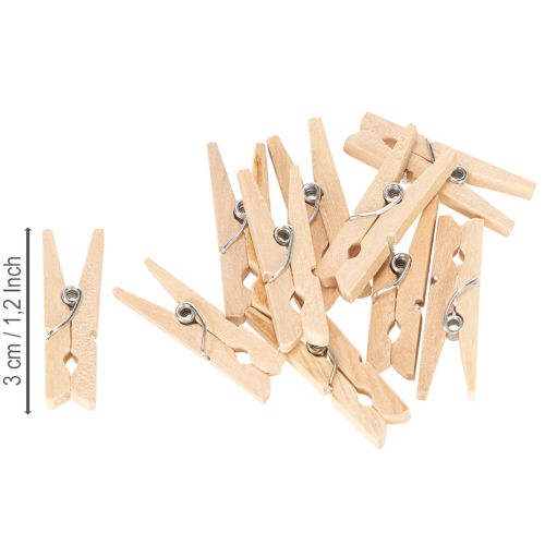 gjenstander Dekorative klesklyper i tre, 3 cm, naturlige, 72 deler