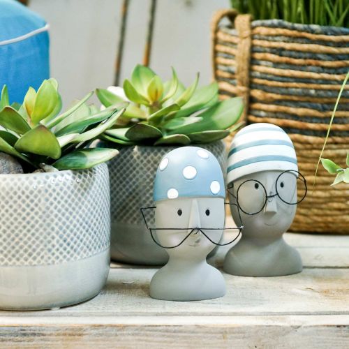 Floristik24 Dekorativ hodesvømmer med briller og badehette blå hvit H15cm / 16cm 2stk