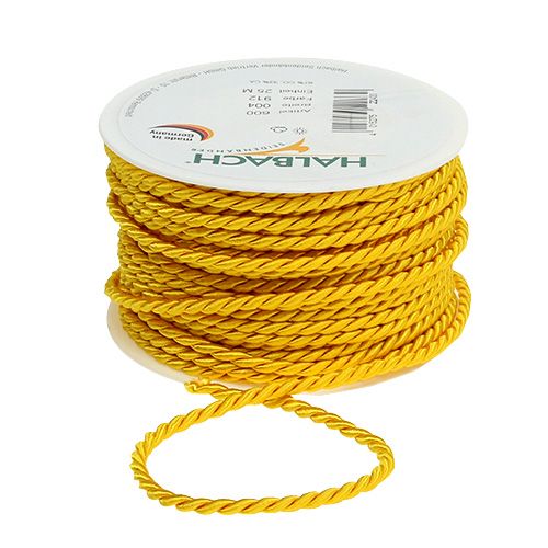 Dekorativ ledning i gul 4mm 25m