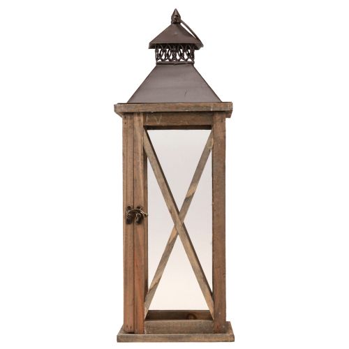 Dekorativ lanterne tre vintage tre lanterne brun 17×17×50cm | Floristik24.no