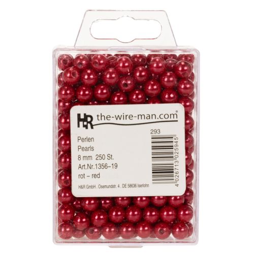 Dekorperler, røde, Ø8 mm, 250