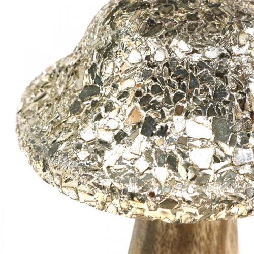 Floristik24 Deco sopp tresopp med gyldent mosaikkmønster H12cm