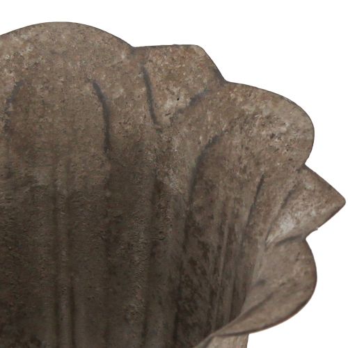 gjenstander Vintage dekorativ potte i beger, antikk utseende, gråbrun, Ø15 cm, H16 cm, for rustikk borddekorasjon og stilig interiør.