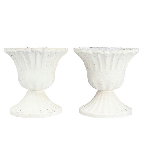Floristik24 Dekorkopp Shabby Chic Chalice Hvit Ø8cm H8,5cm 2stk