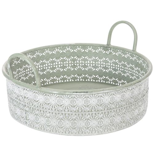 gjenstander Dekorativ metallskål med håndtak, vintage blomsterpotte, sett med 3