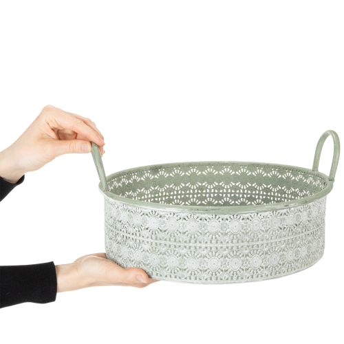 gjenstander Dekorativ metallskål med håndtak, vintage blomsterpotte, sett med 3