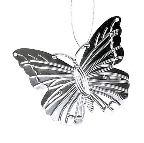 gjenstander Dekorative sommerfugler til å henge sølv 5cm 36stk