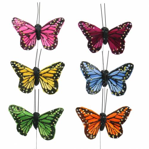 Floristik24 Dekorative sommerfugler på wire flerfarget 5,5 cm 24 stk