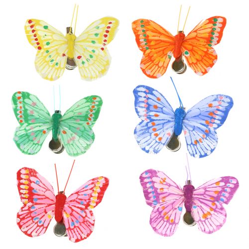 Floristik24 Dekorative sommerfugler på klippet, diverse farger 6cm 24stk